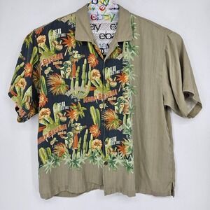 Tommy Bahama Cactus Cantina Silk Shirt XXL Split Panel Fiesta Mariachi Desert